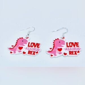 NWT - Dinosaur “Love Asaurus Rex” Acrylic Earrings Set Valentines Day